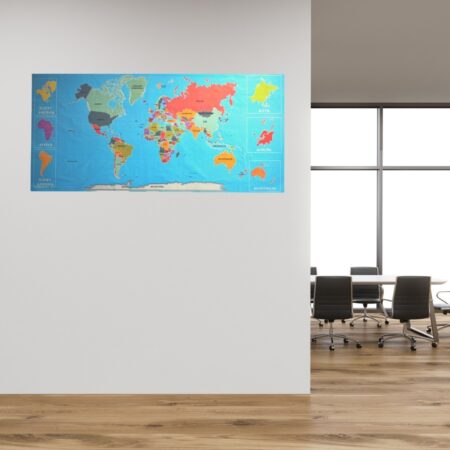 Renkli Atlas Dünya Haritası Manyetik Yapıştırıcı Gerektirmeyen Duvar Stickerı 118 CM * 56 CM (4172)