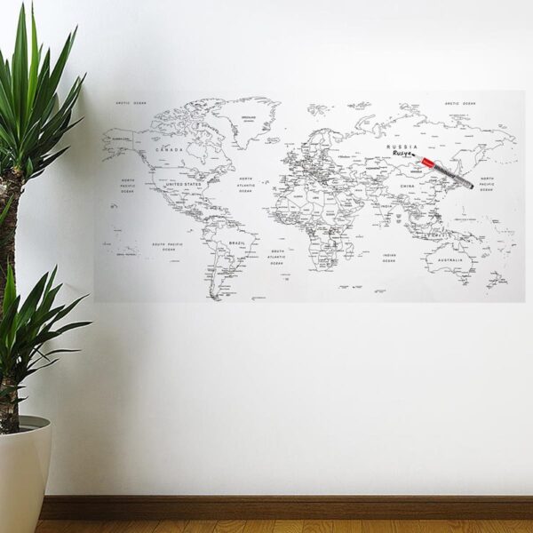 Yazılabilir Dünya Haritası Manyetik Duvar Stickerı 110 x 56 cm (4172) - Görsel 2
