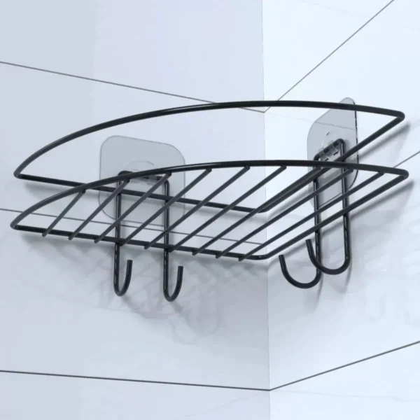 Yapışkanlı Banyo Köşeliği Kancalı Köşe Rafı Duş Şampuanlık Duvar Düzenleyici Organizer Raf (4172) - Görsel 2