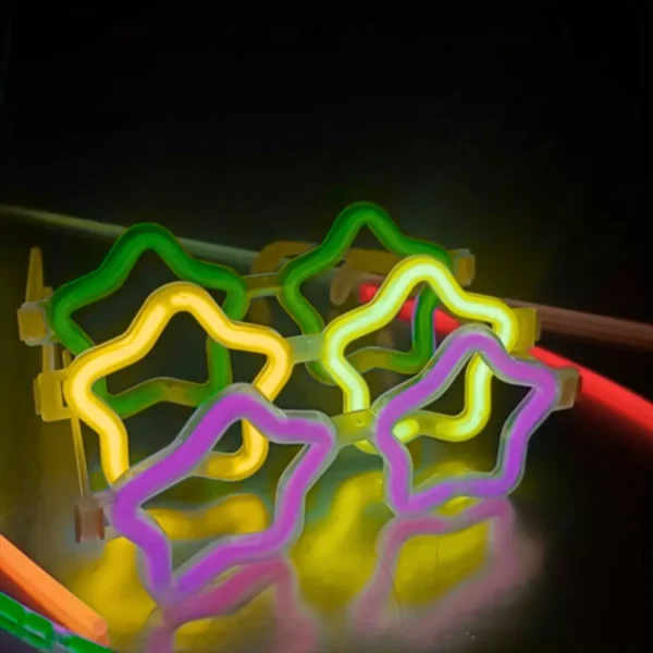 Yıldız Glow Gözlük - Yıldız Şekilli Glow Stick Gözlüğü - Glow Partisi Gözlük 12 Adet (4172) - Görsel 4