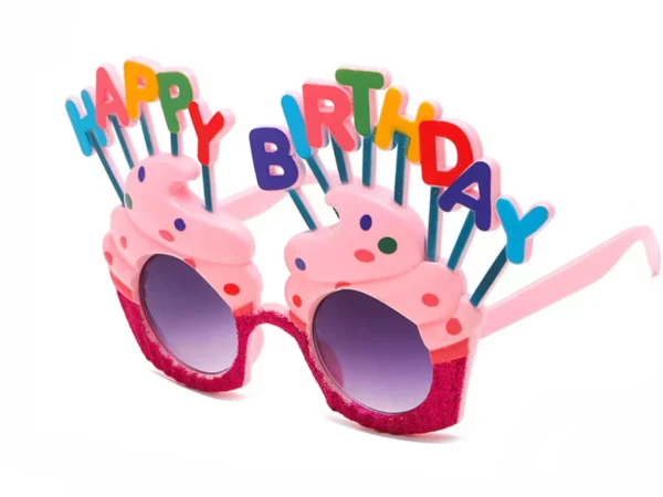 Happy Birthday Yazılı Pembe Fuşya Renk Parti Gözlüğü 12x7 cm (4172)