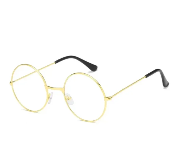 Yuvarlak Cam John Lennon Tarzı Hippi İmaj Gold Çerçeveli Şeffaf Gözlük (4172)