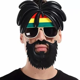Rasta Peruklu Rasta Sakallı Bob Marley Bıyıklı Parti Gözlüğü 27x18 cm (4172)
