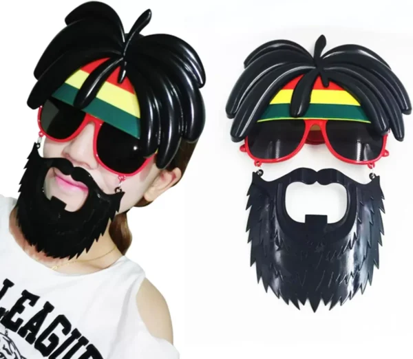 Rasta Peruklu Rasta Sakallı Bob Marley Bıyıklı Parti Gözlüğü 27x18 cm (4172) - Görsel 2