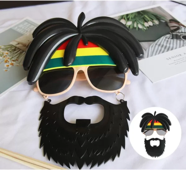 Rasta Peruklu Rasta Sakallı Bob Marley Bıyıklı Parti Gözlüğü 27x18 cm (4172) - Görsel 4