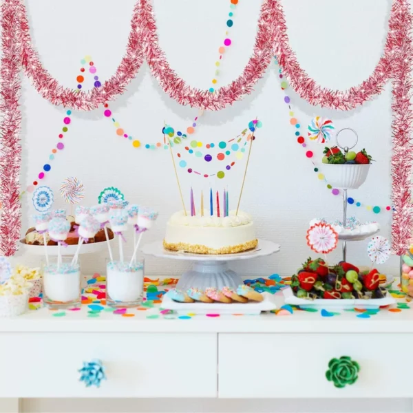 Parti İçin Sim Süs 2 Metre Uzunluk 8 cm Genişlik Pembe Renk İthal (4172) - Görsel 4