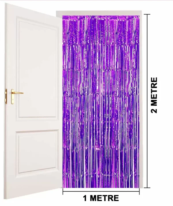 Mor Renk Ekstra Metalize Parlak Saçaklı Arka Fon Perde İthal A Kalite 1x2 Metre (4172) - Görsel 4