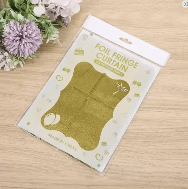 Altın Gold Renk Dikdörtgen Kesim Parlak Sim Görünümlü Fon Perde Dekor 1x2 Metre (4172) - Görsel 2