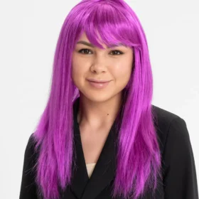 Fuşya Renk Düz Kesim Uzun Parti Peruğu Takma Saç (4172)
