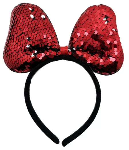 Renk Değiştiren Pullu Payetli Fiyonk Parti Tacı Kırmızı Gümüş Renk 20x16 cm (4172)