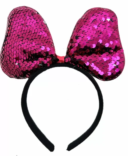 Renk Değiştiren Pullu Payetli Fiyonk Parti Tacı Fuşya Gümüş Renk 20x16 cm (4172)