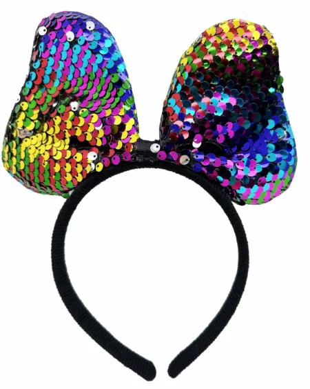 Renk Değiştiren Pullu Payetli Fiyonk Parti Tacı Rengarenk Gümüş Renk 20x16 cm (4172)