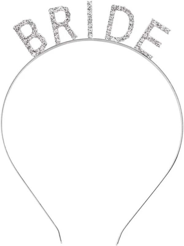 Gümüş Renk Bekarlığa Veda Kristal Taş Bride Tacı İthal 16x10 cm (4172) - Görsel 2