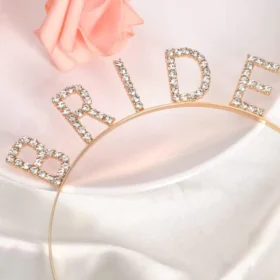 Altın Gold Renk Bekarlığa Veda Kristal Taş Bride Tacı İthal 16x10 cm (4172)