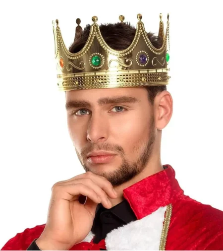 Altın Renk Yetişkin Çocuk Uyumlu Kral Tacı 60 cm (4172)