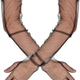 Uzun Boy Likralı Siyah Renk Yetişkin Mega Tül Eldiven 53 cm (4172)