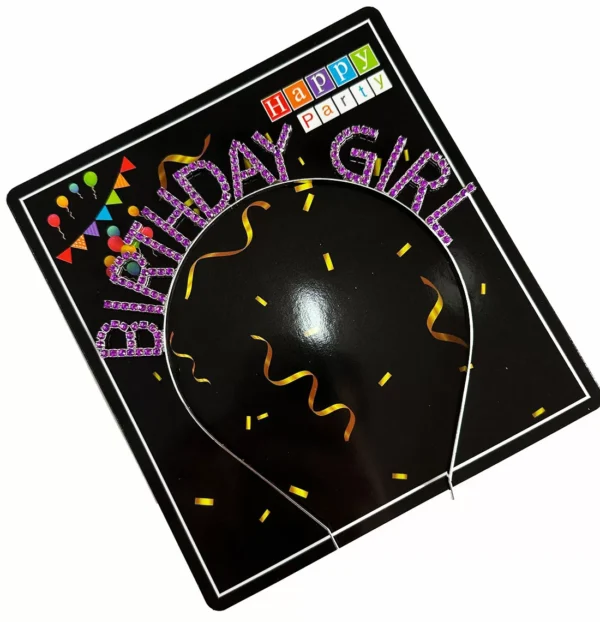 Mor Renk Kristal Taşlı Parlak Birthday Girl Yazılı Taç 16x17 cm (4172) - Görsel 4