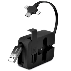 Cep Tipi Telefon Tutuculu Makaralı Uzayıp Kısalabilen 3&apos;ü 1 Arada USB Şarj Kablosu (4172)