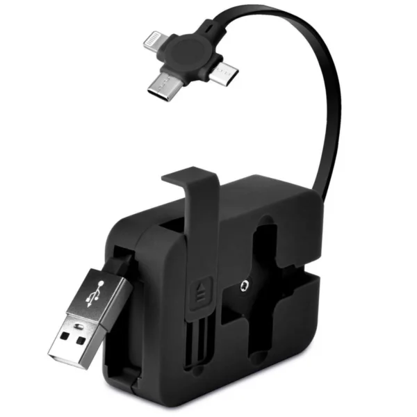 Cep Tipi Telefon Tutuculu Makaralı Uzayıp Kısalabilen 3&apos;ü 1 Arada USB Şarj Kablosu (4172)