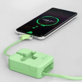 Cep Tipi Telefon Tutuculu Makaralı Uzayıp Kısalabilen 3&apos;ü 1 Arada USB Şarj Kablosu (4172)