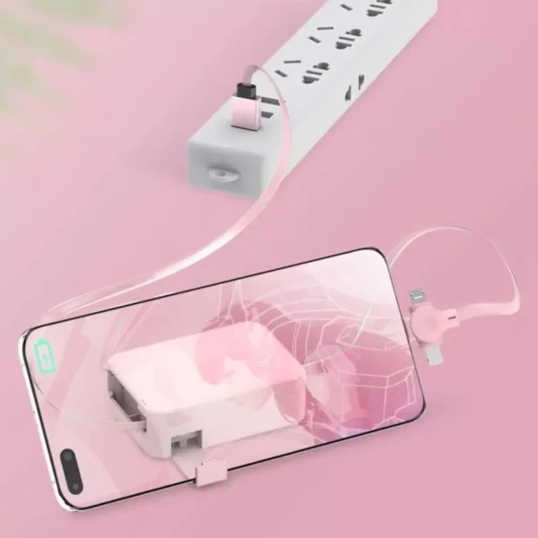 Cep Tipi Telefon Tutuculu Makaralı Uzayıp Kısalabilen 3&apos;ü 1 Arada USB Şarj Kablosu (4172) - Görsel 4