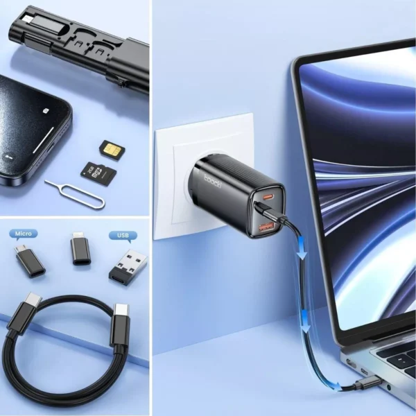Cep Tipi 60W Bas Aç Type-C,İphone Şarj,Micro USB Hızlı Şarj Data Kablo Seti (4172) - Görsel 4