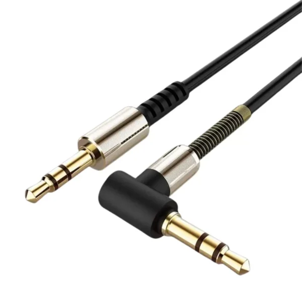 3.5mm AUX Kablosu Jak Erkek Erkek L Tipi 1 Metre Ses Aktarım Kablosu (4172) - Görsel 2