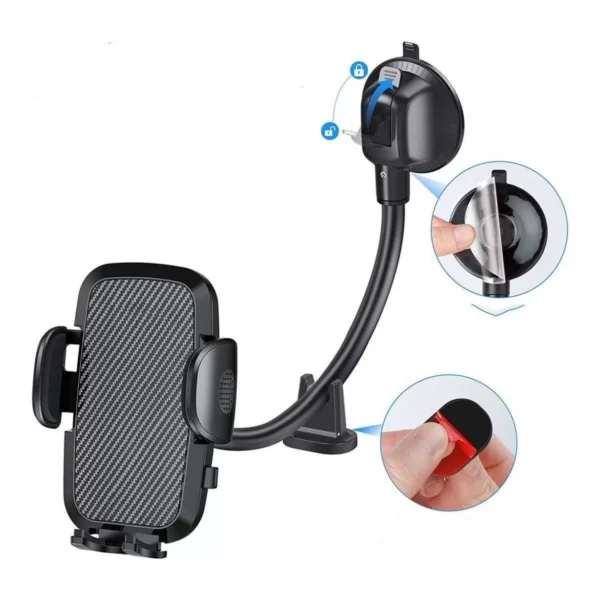 Ayarlanabilir Vakum Kilitli Cam Ve Torpidoya Takılabilen Telefon Tutucu (4172) - Görsel 4