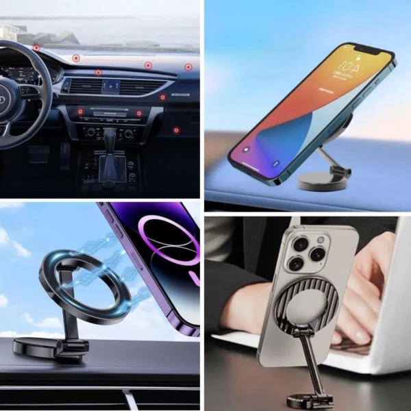 Tüm Telefonlarla Uyumlu Manyetik Araç Telefonu Tutacağı Katlanır 360 Derece Dönen Telefon Standı (4172) - Görsel 3