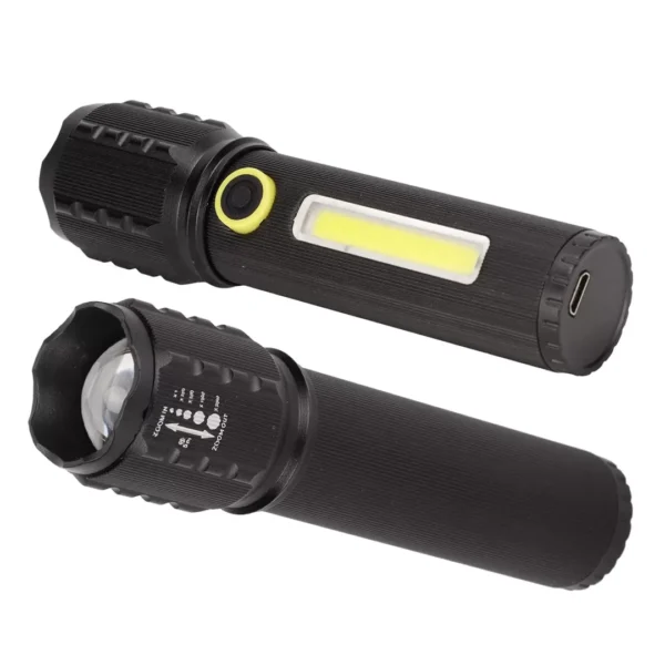 ZOOMLU FLASH ÖZELLİKLİ ŞARJLI METAL KASA EL FENERİ (4172) - Görsel 2