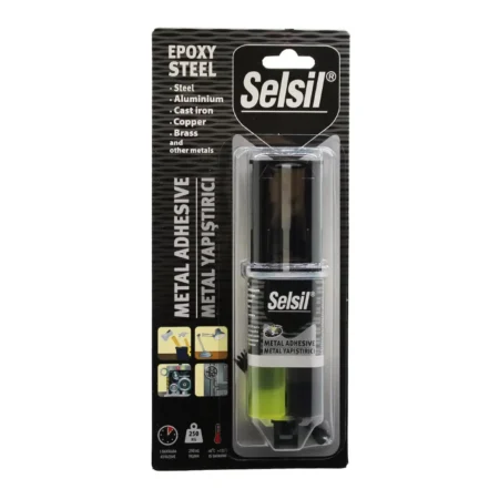 SELSİL EPOXY STEEL METAL ŞIRINGA EPOKSİ YAPIŞTIRICI 28GR. METAL - ÇELİK - ALÜMİNYUM - AHŞAP - PLASTİK (4172)