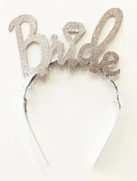 Gümüş Renk Bekarlığa Veda İtalik Yazı Alyanslı Bride Taç (4172)
