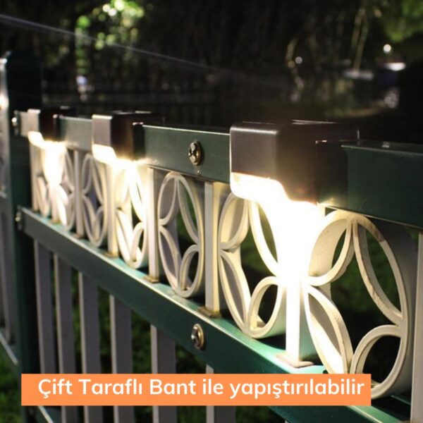 Solar Güneş Enerjili Şarj Edilen Köşebent Merdiven Veranda Bahçe Yolu Led Lamba Işık 4 Adet (4172) - Görsel 4