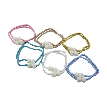 2PCS   BONCUK TOPLU - MIKNATISLI  RENKLİ PERDE İPİ (4172)