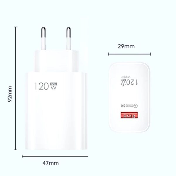 120W USB Hızlı Type C Uçlu Kablolu Şarj Aleti (4172) - Görsel 5