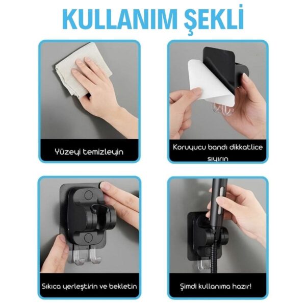 Kendiliğinden Güçlü Yapışkanlı Askılı Duş Başlık Tutucu (4172) - Görsel 5