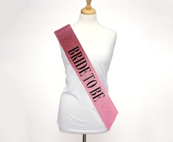 Pembe Üzeri Siyah Büyük Bride To Be Yazılı Simli Işıltılı Kuşak Kemer 10 cm Genişlik (4172) - Görsel 2
