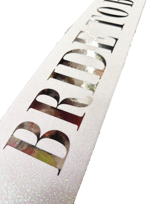 Beyaz Üzeri Gümüş Büyük Bride To Be Yazılı Simli Işıltılı Kuşak Kemer 10 cm Genişlik (4172) - Görsel 3