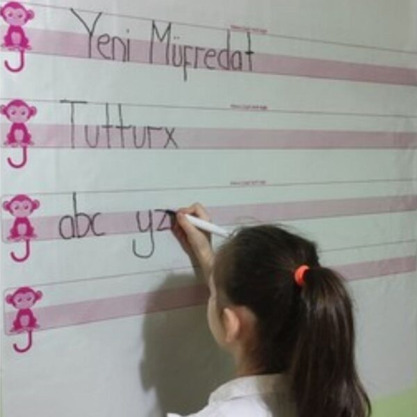 Kılavuz Çizgili Akıllı Kağıt Yazı Tahtası Duvarda İz Bırakmaz Statik Yeni Müfredata Uygun 100x56cm (4172) - Görsel 5