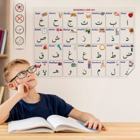 100x150 cm Statik Kağıt Elif-Ba Öğrenme Tahtası (4172)