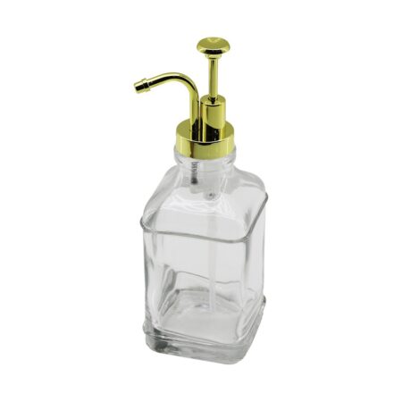 KARE CAM ŞİŞE - ŞEFFAF SIVI SABUNLUK 500ML POMPA - MUSLUK AYRIK MODEL BAŞLI (4172)