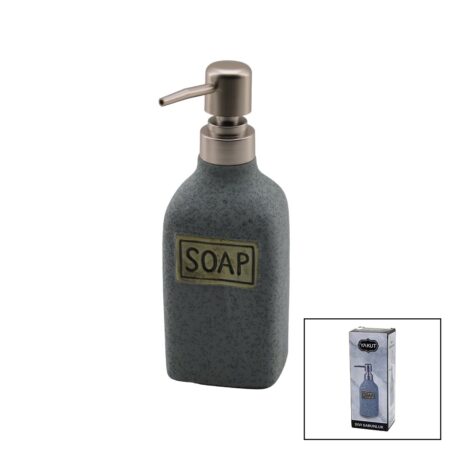 DİKDÖRTGEN GRİ - MAT DESEN SERAMİK SIVI SABUNLUK (4172)