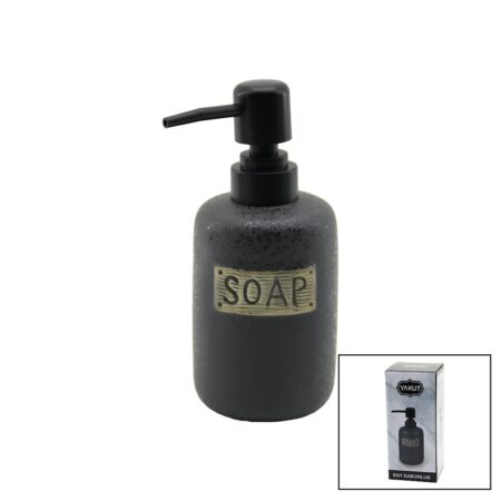 KISA ANTRASİT GRİ - MAT DESEN SERAMİK SIVI SABUNLUK (4172)