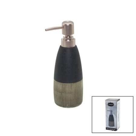 ANTRASİT GRİ - KREM MAT DESEN SERAMİK SIVI SABUNLUK (4172)