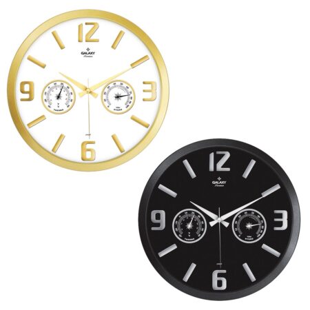 TERMOMETRELİ ISI - NEM ÖLÇER KABARTMA RAKAMLI DUVAR SAATİ (4172)