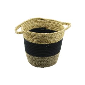 2IN1=İP ÖRGÜLÜ - HASIRÇİFT KULPLU SEPET - ORGANİZER Ç-TABAN:17CM--AĞIZ:24CM - Y: 22CM (4172)