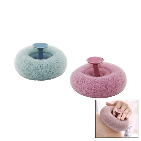 DUŞ MASAJ SÜNGERİ RENKLİ - BANYO LİFİ MASAJ NOKTALARI GÖBEKLİ VANTUZ SAPLI (4172)