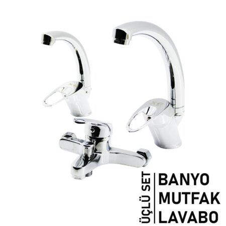 3LÜ SET   BANYO - EVYE MUTFAK - LAVABO   AÇ KAPA  MİX BATARYA MUSLUK (4172)