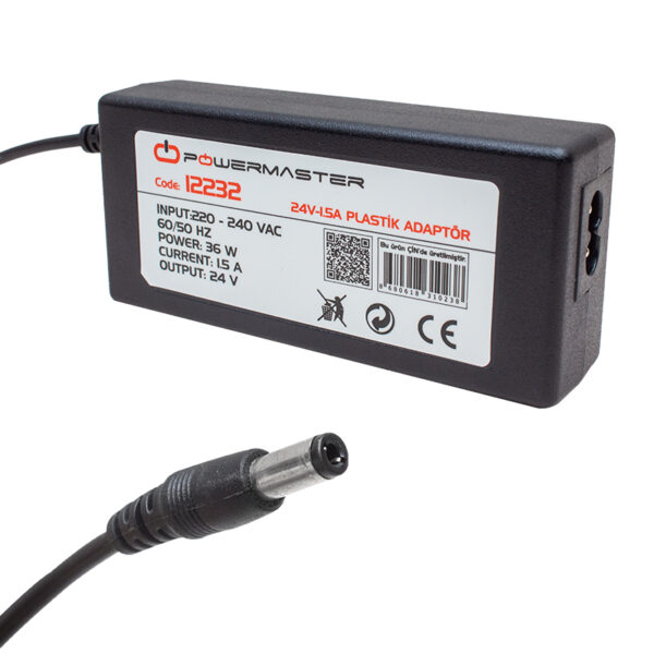 PM-12232 24 VOLT - 1.5 AMPER 5.5*2.5 MM UÇLU PLASTİK KASA MASAÜSTÜ ADAPTÖR - Görsel 2