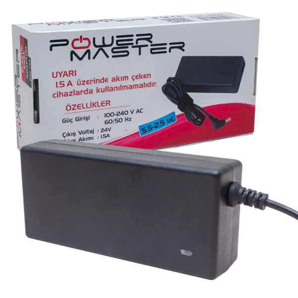 PM-12232 24 VOLT - 1.5 AMPER 5.5*2.5 MM UÇLU PLASTİK KASA MASAÜSTÜ ADAPTÖR - Görsel 3